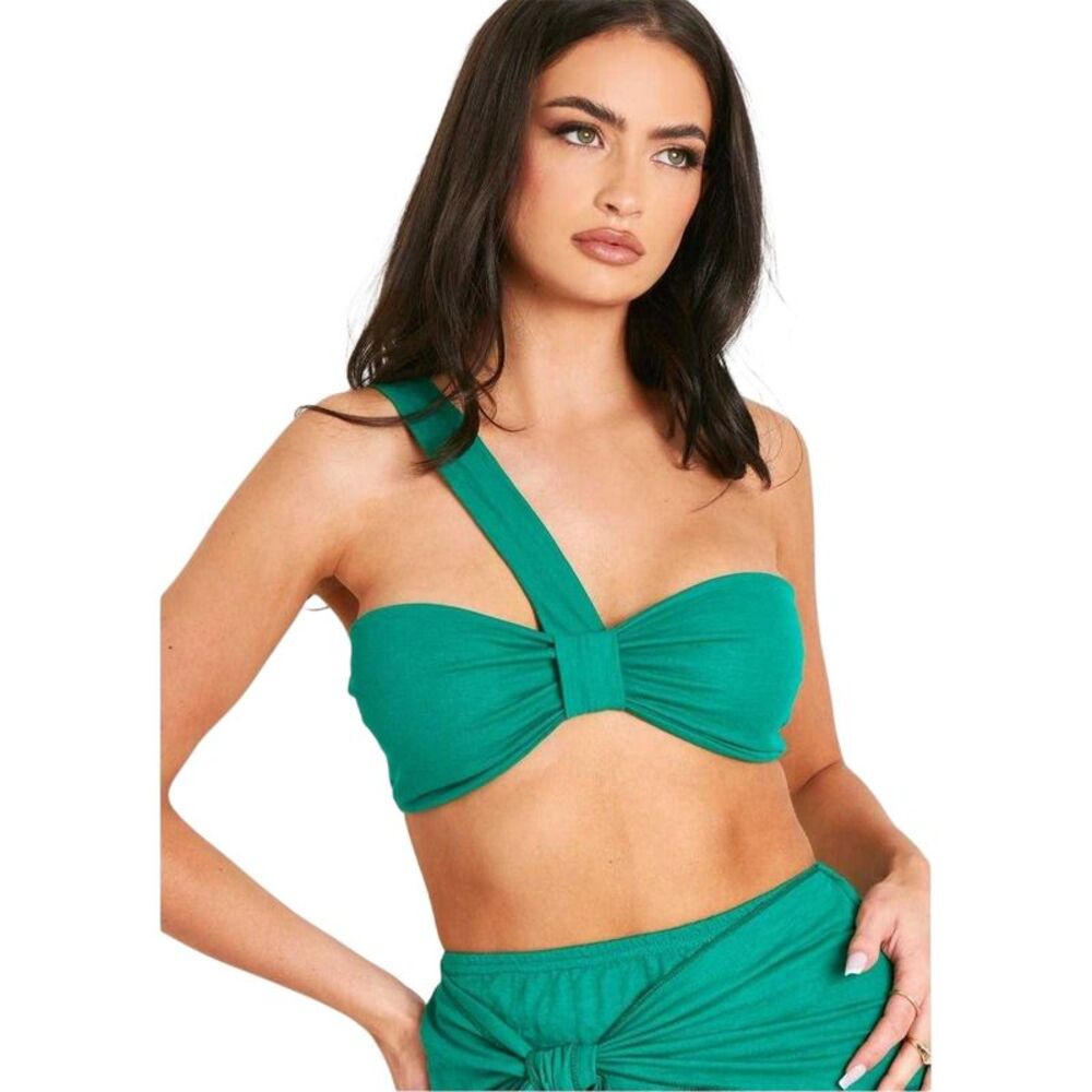 Missy Empire Womens/Ladies Linen-Look One  Crop Top / Green